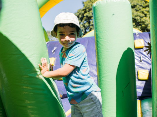 Inflatable hire with kid